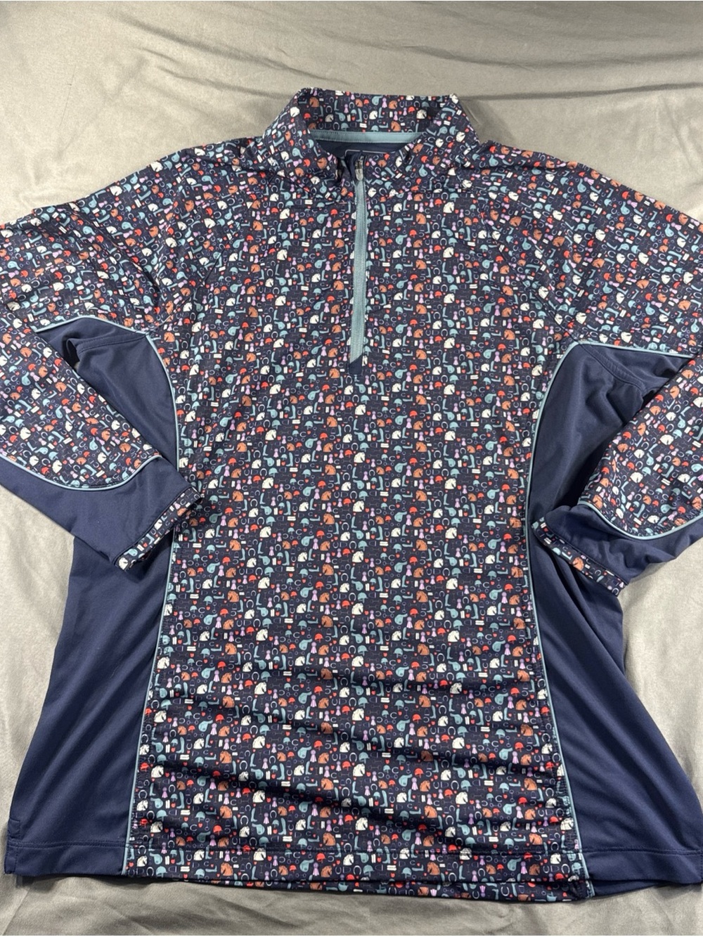 Peter Millar Lightweight Sun Comfort Base Layer 1/4 Zip Women L Equestrian UPF